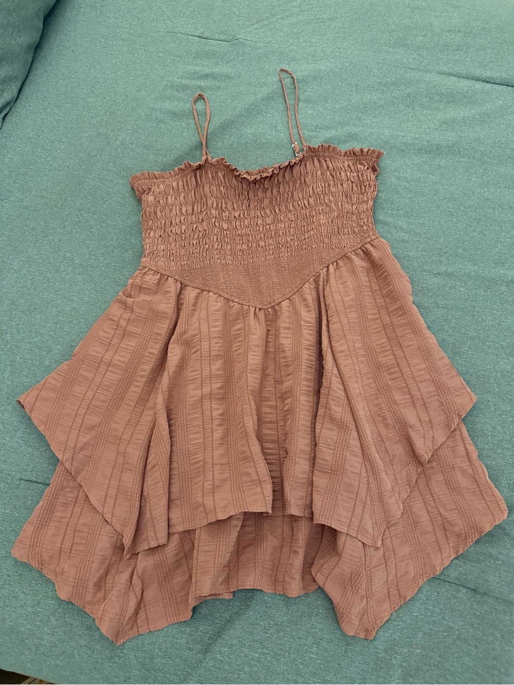 Wild Fable Brown Smocked Handkerchief Hem Cami Top XL NWOT
